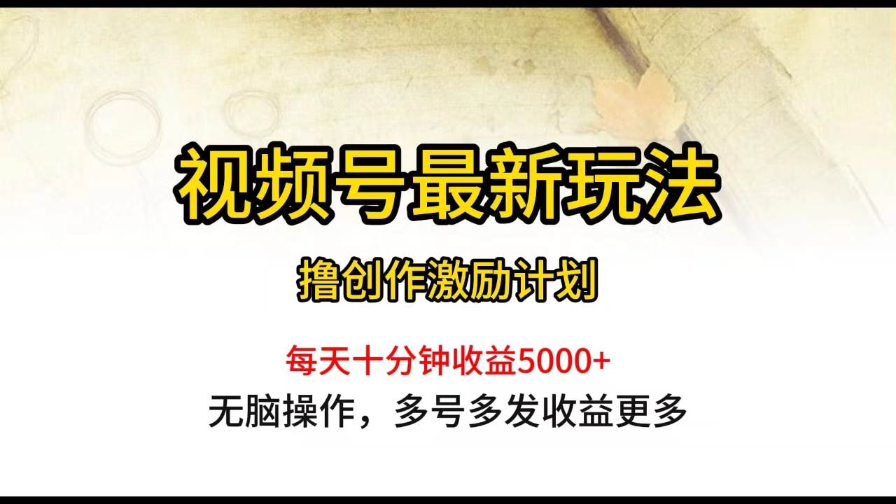 视频号最新玩法，每日一小时月入5000+-91搞钱