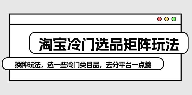 淘宝冷门选品矩阵玩法：换种玩法，选一些冷门类目品，去分平台一点羹-91搞钱