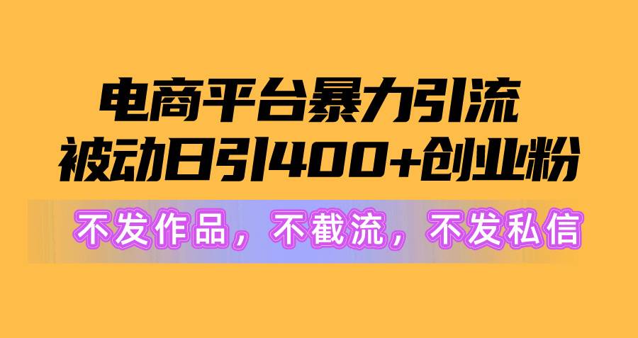 电商平台暴力引流,被动日引400+创业粉不发作品，不截流，不发私信-91搞钱