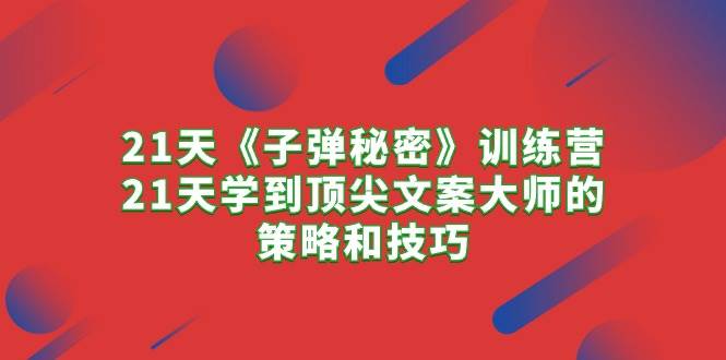 21天《子弹秘密》训练营，21天学到顶尖文案大师的策略和技巧-91搞钱