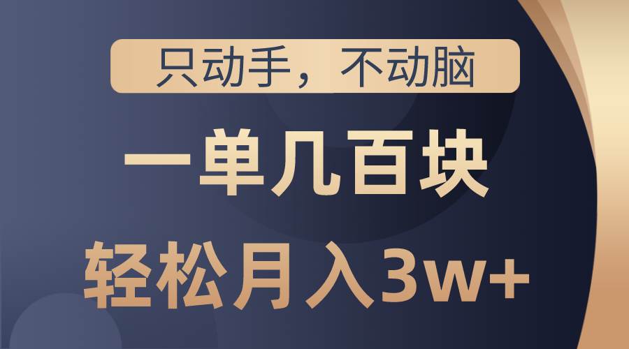 只动手不动脑，一单几百块，轻松月入3w+，看完就能直接操作，详细教程-91搞钱