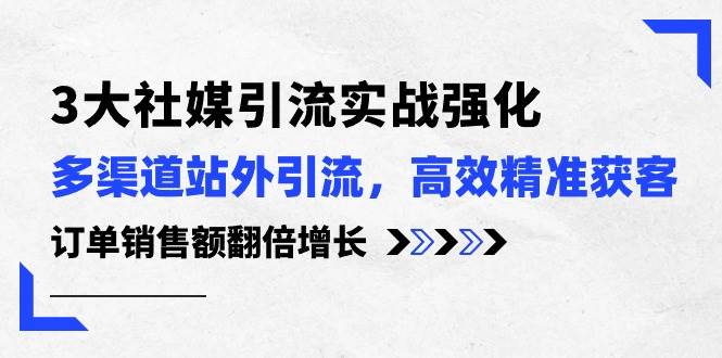 3大社媒引流实操强化，多渠道站外引流/高效精准获客/订单销售额翻倍增长-91搞钱