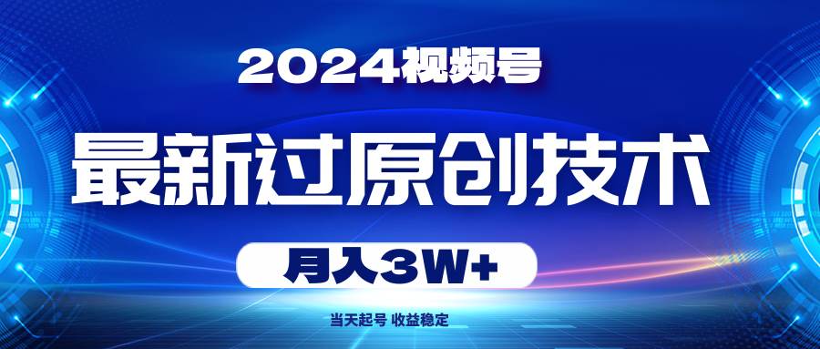 2024视频号最新过原创技术，当天起号，收益稳定，月入3W+-91搞钱