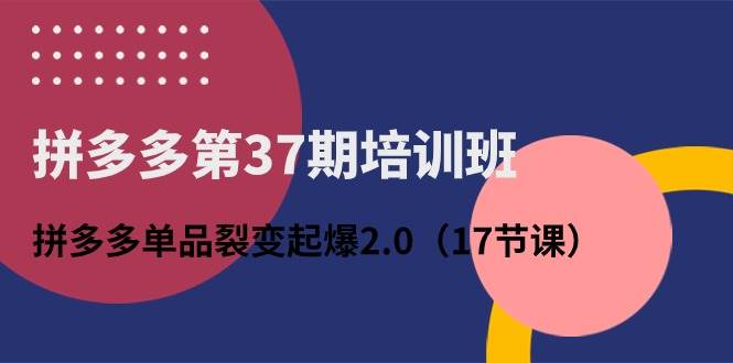 拼多多第37期培训班：拼多多单品裂变起爆2.0（17节课）-91搞钱