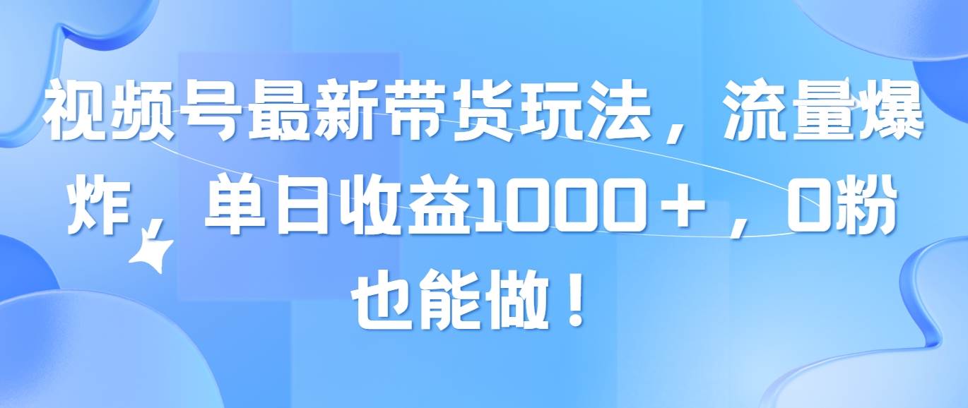 视频号最新带货玩法，流量爆炸，单日收益1000＋，0粉也能做！-91搞钱