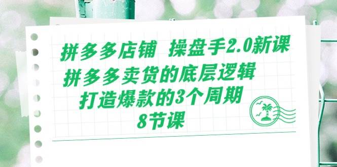 拼多多店铺 操盘手2.0新课，拼多多卖货的底层逻辑，打造爆款的3个周期-8节-91搞钱