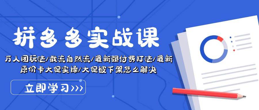 拼多多·实战课：万人团玩法/截流自然流/最新强付费打法/最新原价卡大促..-91搞钱