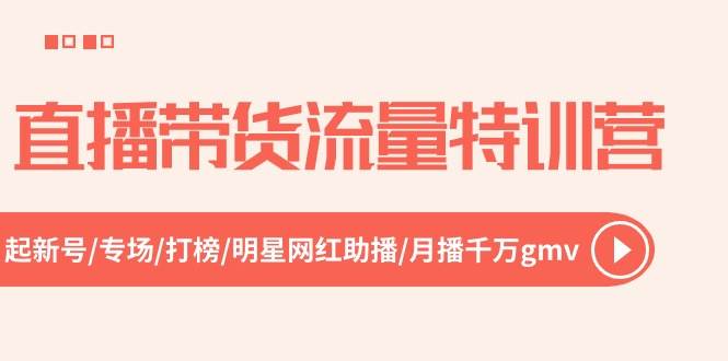 直播带货流量特训营，起新号-专场-打榜-明星网红助播 月播千万gmv（52节）-91搞钱