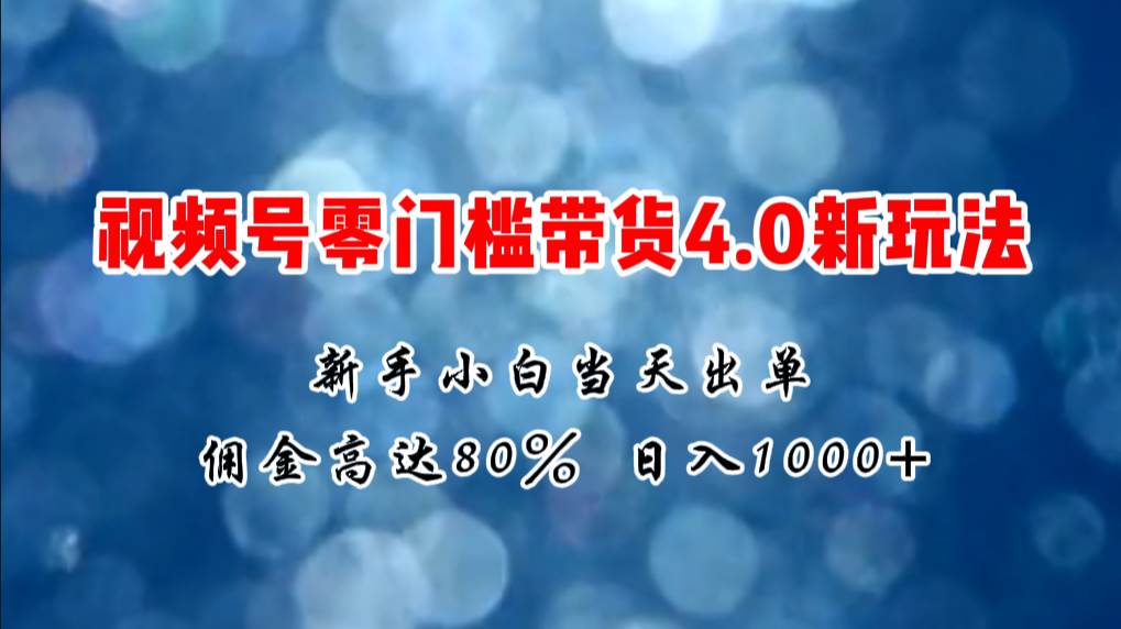 微信视频号零门槛带货4.0新玩法，新手小白当天见收益，日入1000+-91搞钱