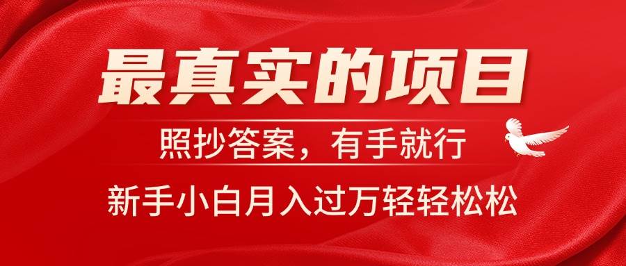 最真实的项目，照抄答案，有手就行，新手小白月入过万轻轻松松-91搞钱