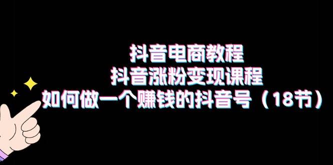 抖音电商教程：抖音涨粉变现课程：如何做一个赚钱的抖音号（18节）-91搞钱