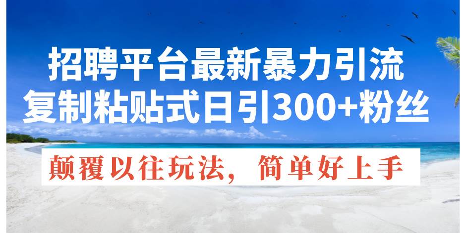 招聘平台最新暴力引流，复制粘贴式日引300+粉丝，颠覆以往垃圾玩法，简...-91搞钱