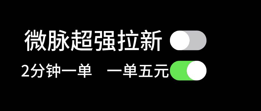 微脉超强拉新， 两分钟1单， 一单利润5块，适合小白-91搞钱