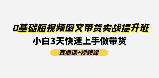 0基础短视频图文带货实战提升班(直播课+视频课)：小白3天快速上手做带货-91搞钱