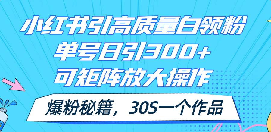 图片[1]-小红书引高质量白领粉，单号日引300+，可放大操作，爆粉秘籍！30s一个作品-91搞钱