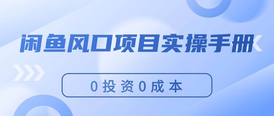 图片[1]-闲鱼风口项目实操手册，0投资0成本，让你做到，月入过万，新手可做-91搞钱