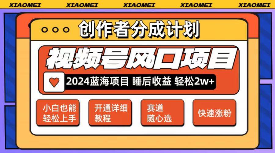微信视频号大风口项目 轻松月入2w+ 多赛道选择，可矩阵，玩法简单轻松上手-91搞钱