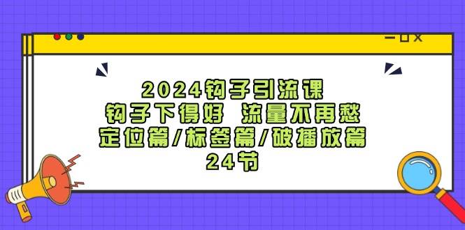 2024钩子·引流课：钩子下得好 流量不再愁，定位篇/标签篇/破播放篇/24节-91搞钱