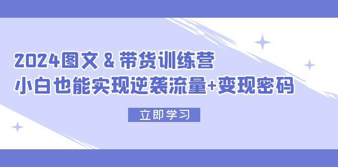 2024 图文+带货训练营，小白也能实现逆袭流量+变现密码-91搞钱