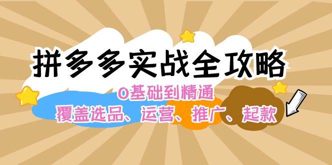拼多多实战全攻略：0基础到精通，覆盖选品、运营、推广、起款-91搞钱