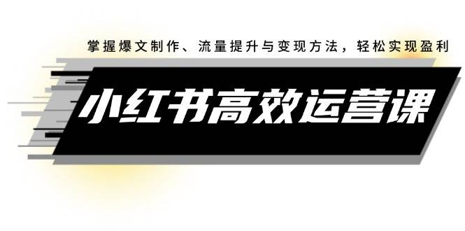 小红书高效运营课：掌握爆文制作、流量提升与变现方法，轻松实现盈利-91搞钱